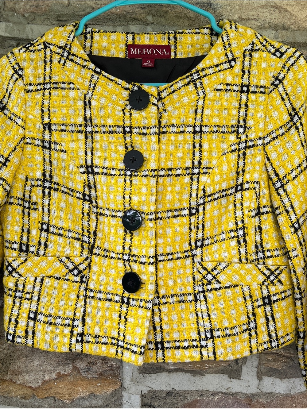 Merona Yellow Plaid Cropped Blazer Jacket women’s XS - Clueless look